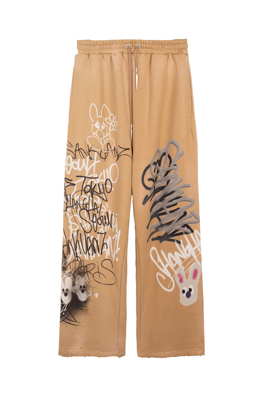 BUMPY GRAFFITI PRINT RELAXED SWEATPANTS