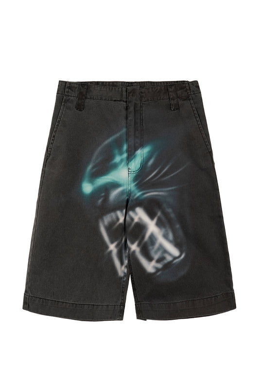 PRINTED DENIM SHORTS