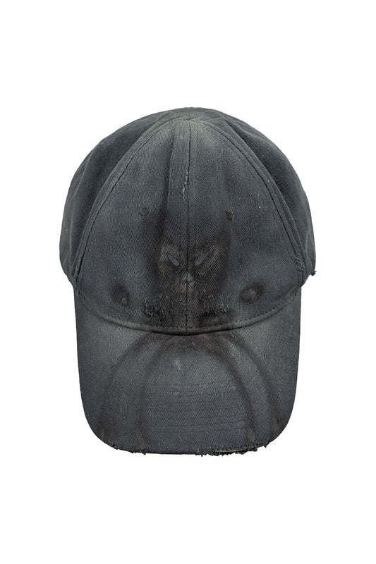 HAND-INKED BONE SCRIPT CAP (ASH BLACK)