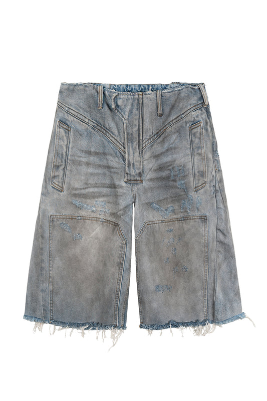 DISTRESSED DENIM SHORTS
