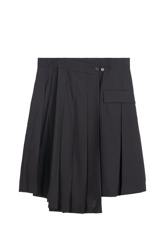 Black Pleated Midi Skirt