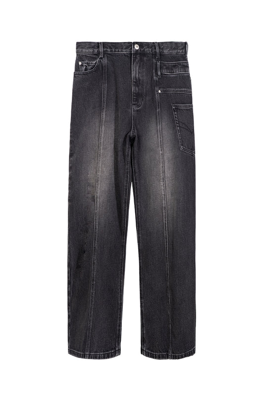 ASYMETRIC STRAIGHT LEG JEANS WITH PANEL