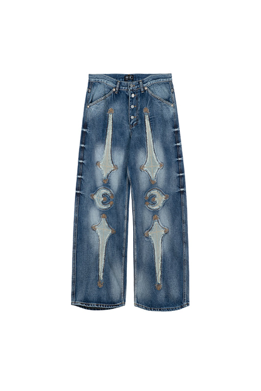 TC Bone Leather Denim Pants