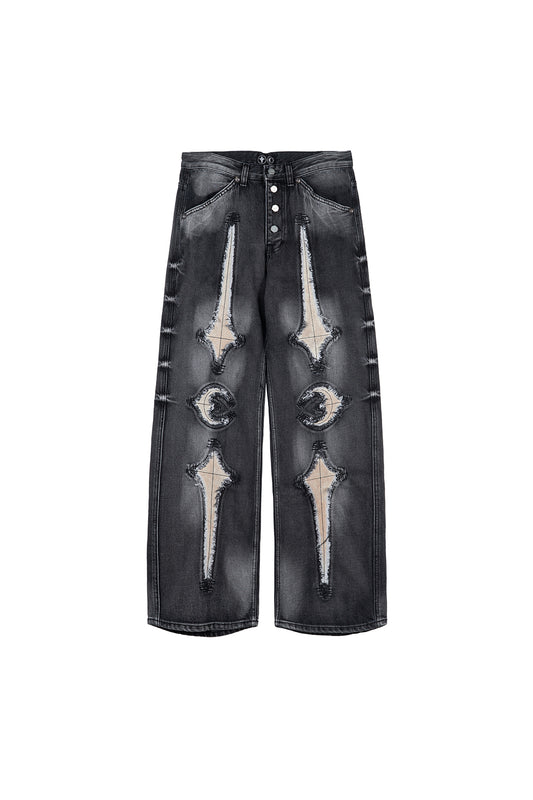 TC Bone Leather Denim Pants