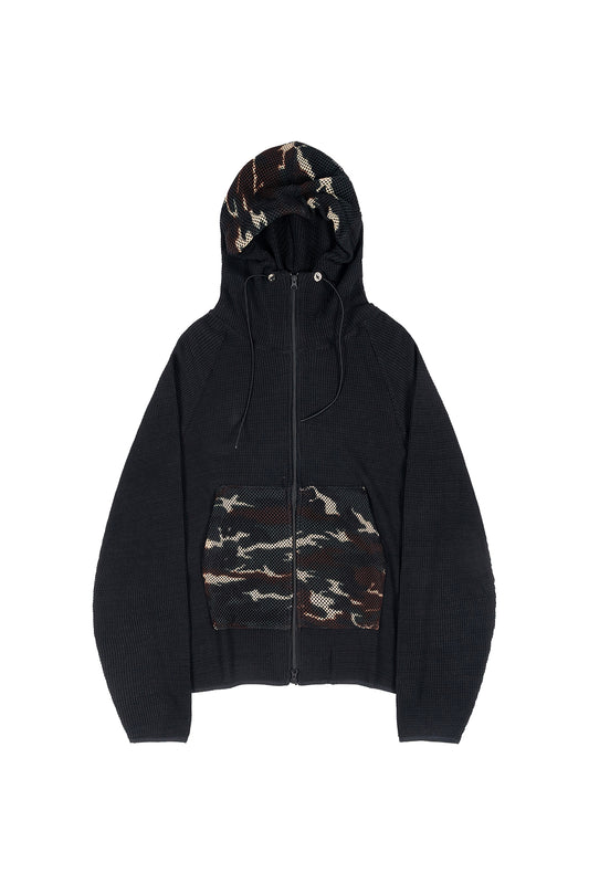 Waffle Knit Liner Zip Hoodie