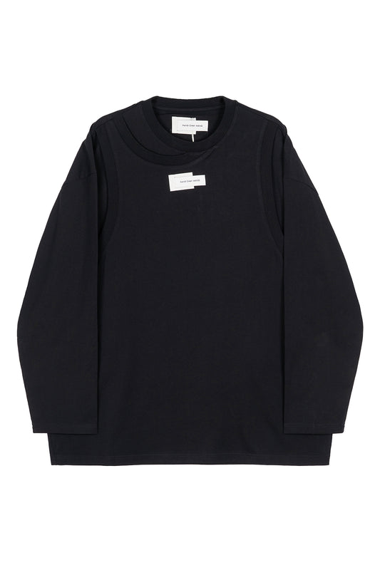 BLACK DECONSTRUCTED LONG-SLEEVE SHIRT