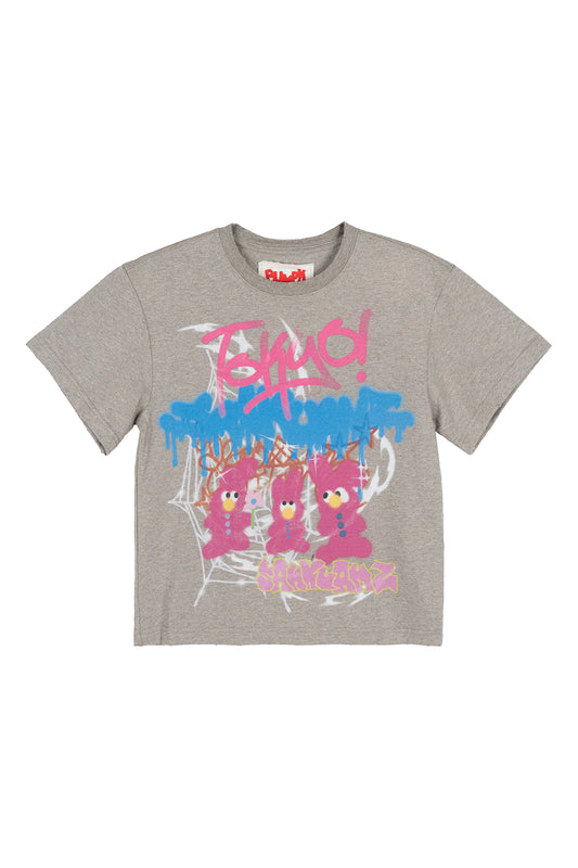 BUMPY GRAFFITI WASHED SLIM SHORT-SLEEVE TEE