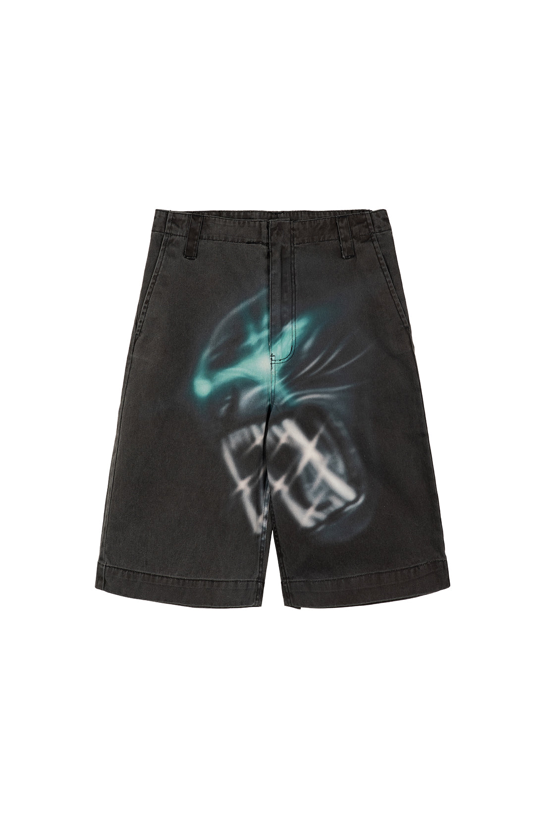 PRINTED DENIM SHORTS