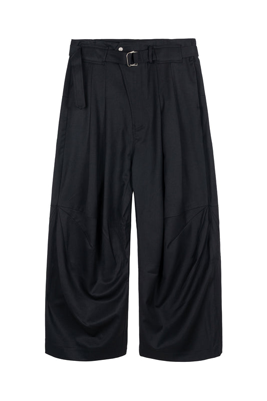 Wool Wide Belted Trouser