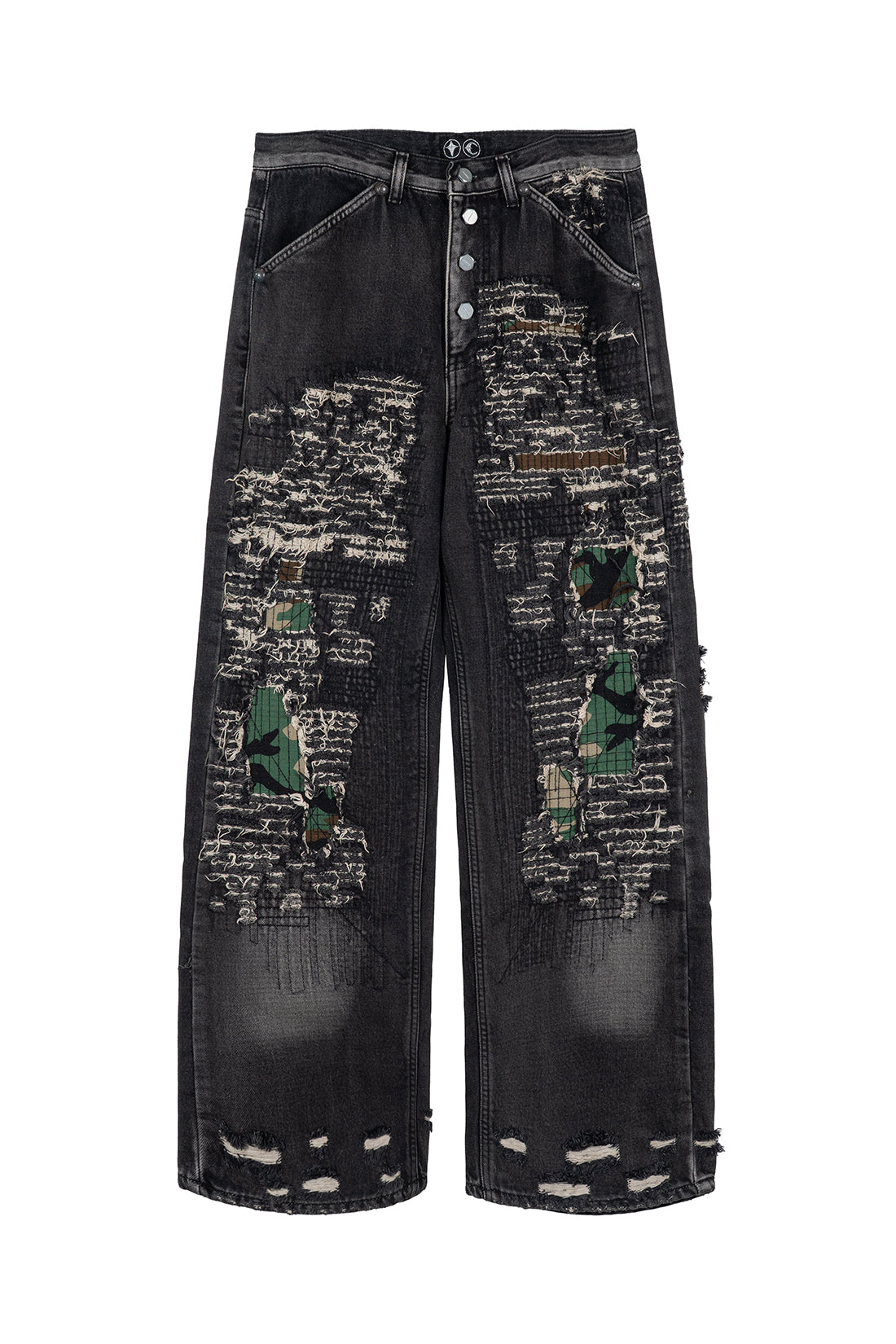 Vintage-Stitched Camo Denim Pants