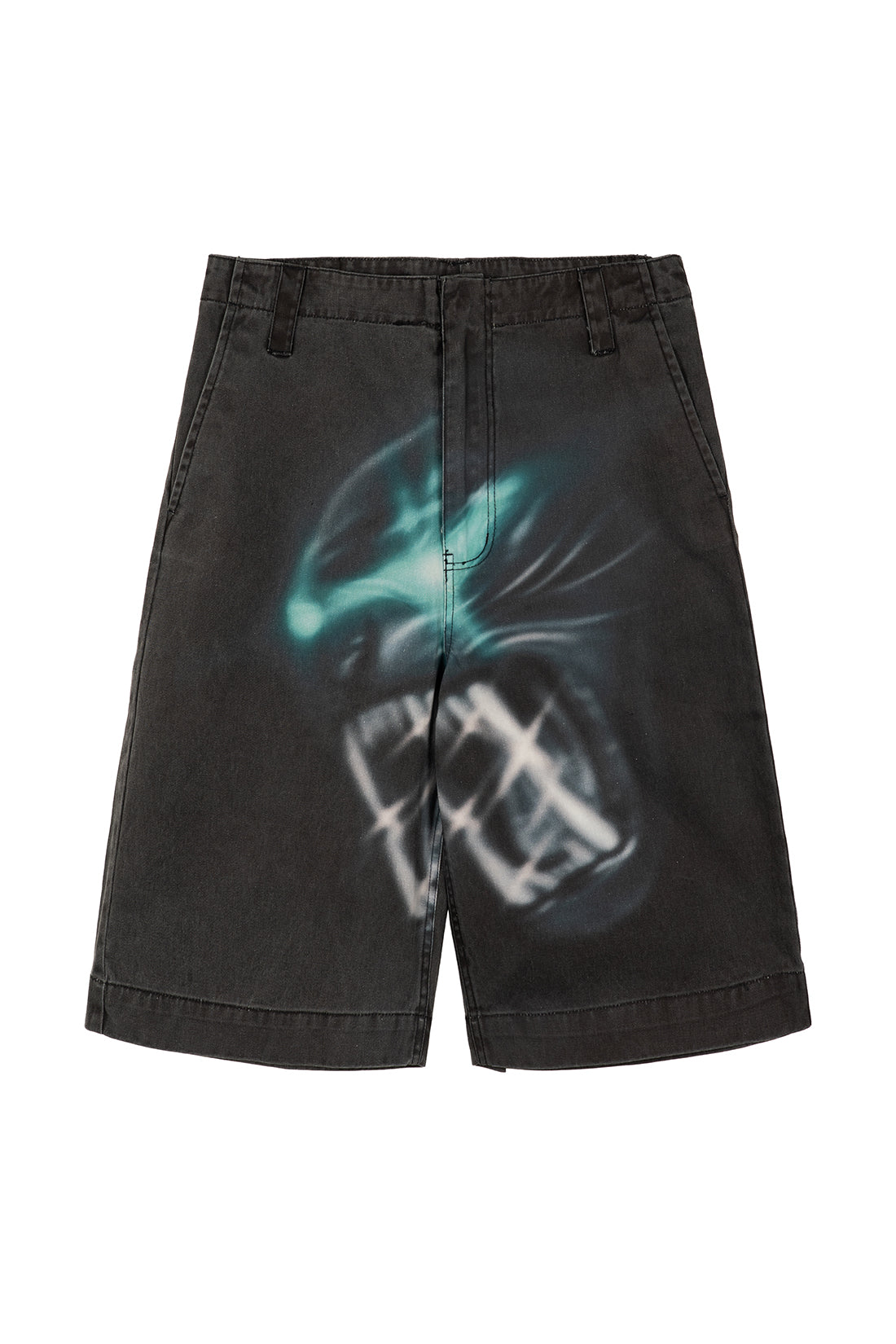 PRINTED DENIM SHORTS