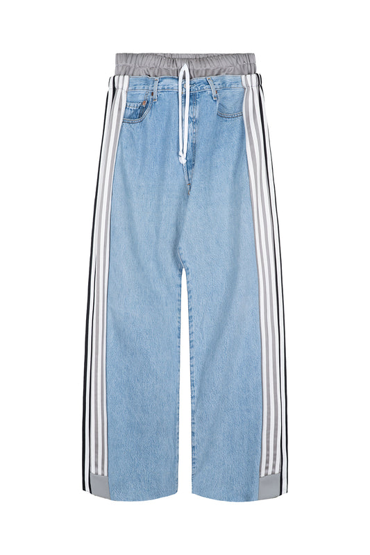 Docking Layered Track Denim Pants
