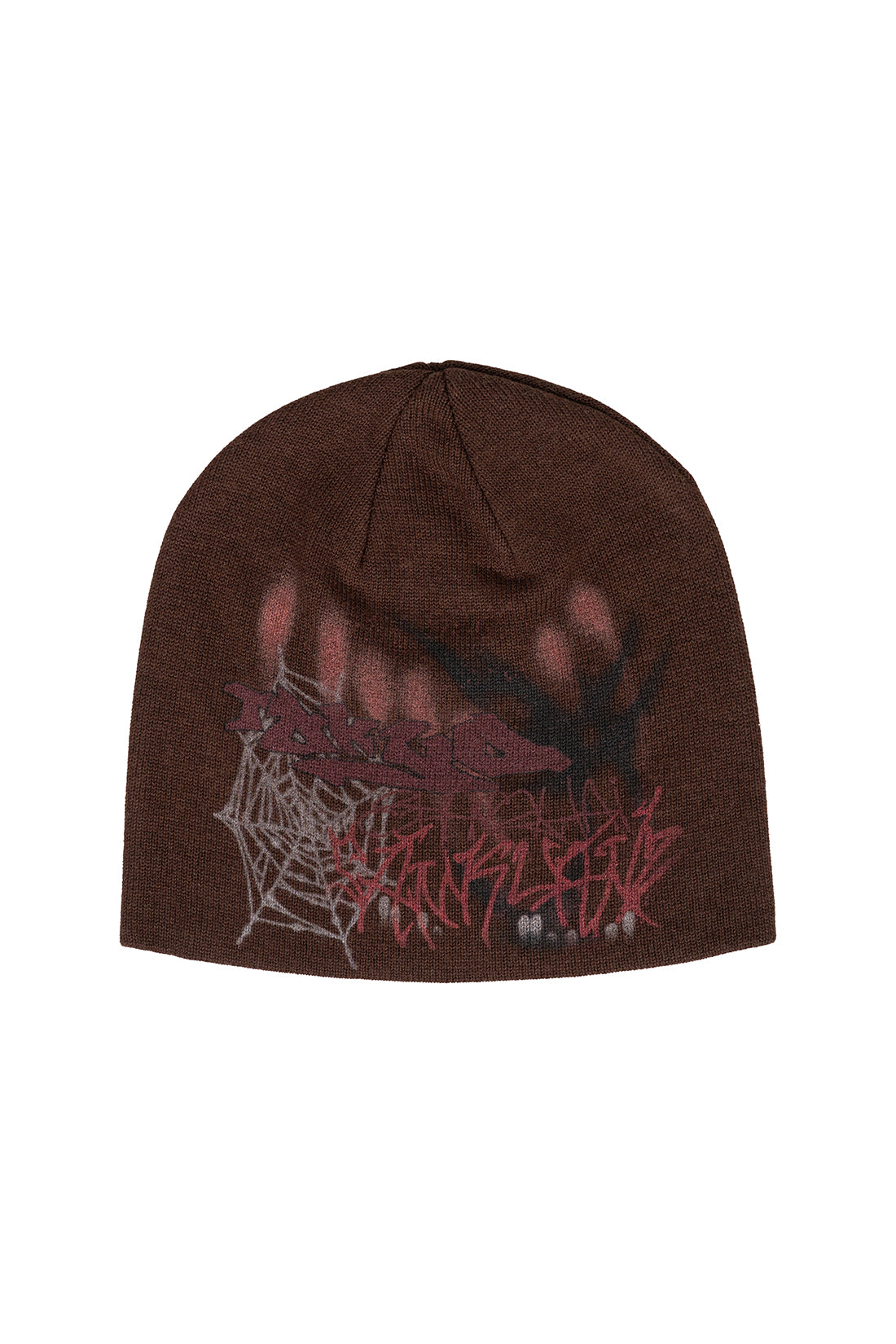 BUMPY GRAFFITI PRINT KNIT BEANIE