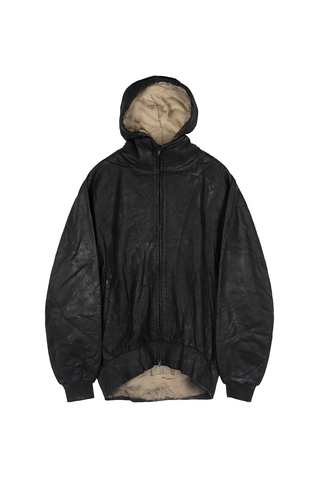 COATED ZIP-UP HOODIE