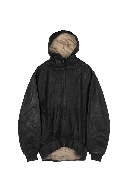 COATED ZIP-UP HOODIE