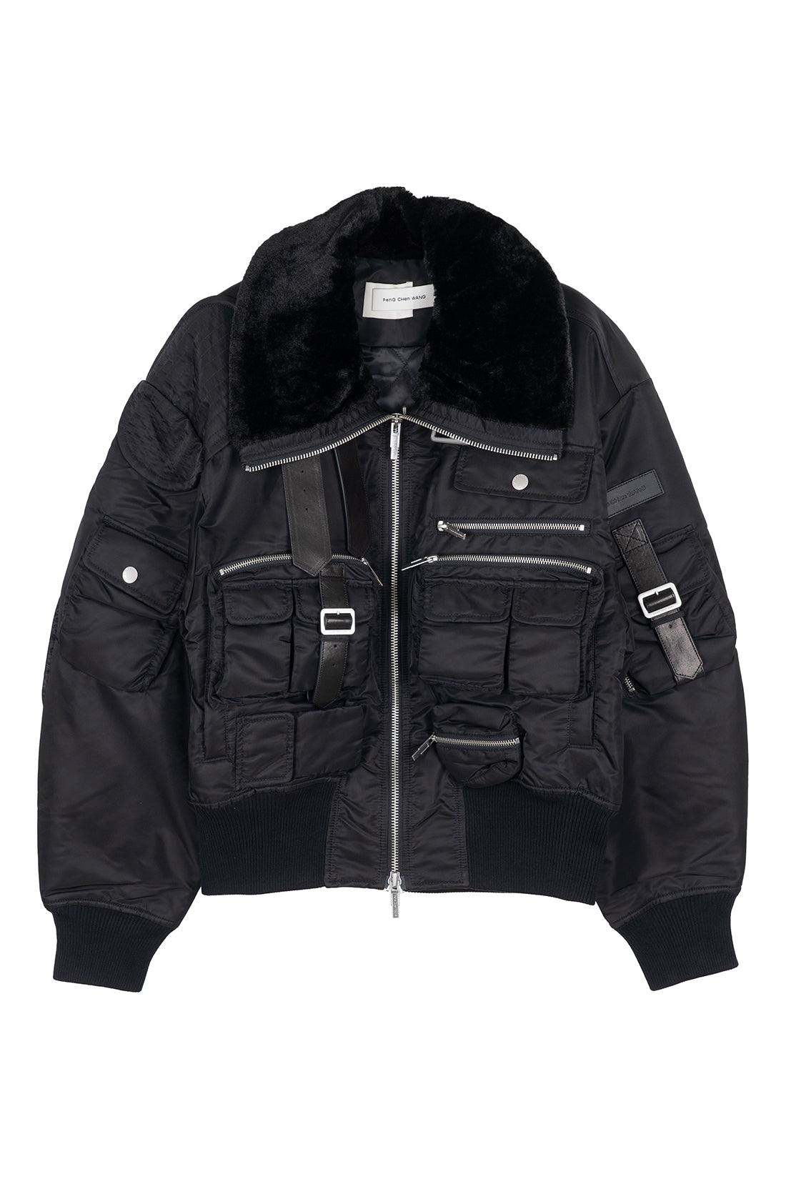 Multipocket Cargo Jacket With Leather Trim