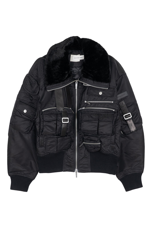 Multipocket Cargo Jacket With Leather Trim